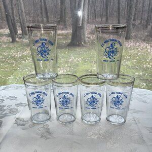 Set of 6 Vintage 8 Oz Glasses U.S. Naval Training Station Great Lakes, IL 1940s
